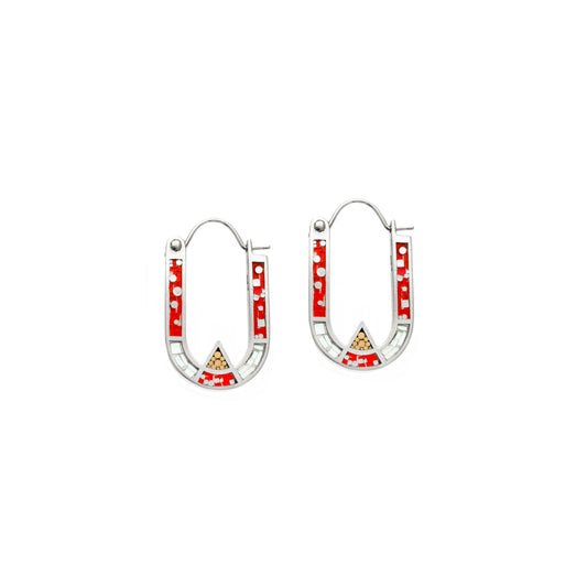 Wray Earrings • Silver • Red/Aqua